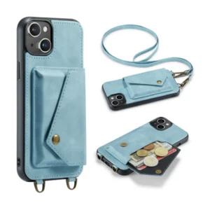 Casemania Luxe Crossbody Case - iPhone 15 - Blue