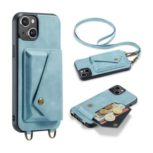 Casemania Luxe Crossbody Case - iPhone 15 - Blue