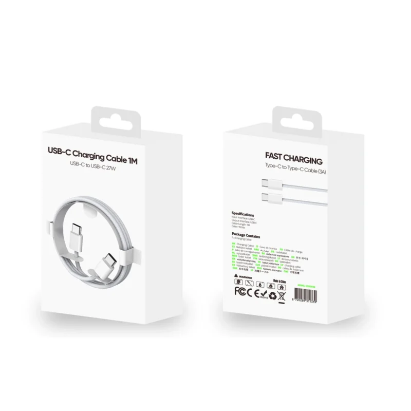 For iPhone 15 Series Fast Charging Cable US3001M USB-C To USB-C 100CM White