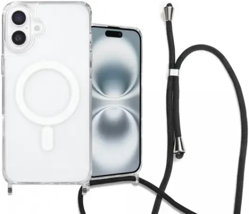 Apple iPhone 16 Case MagSafe Shockproof with Cord Transparent