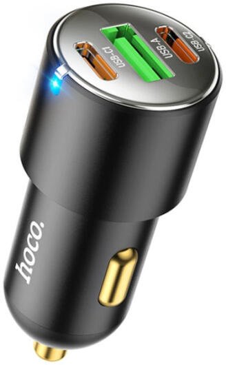 Hoco 3A USB/USB-C Car Fast Charger 45W with PD and QC 3.0 Black