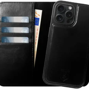 Rosso Elite iPhone 16 Pro Max Case MagSafe Book Case Genuine Leather Black