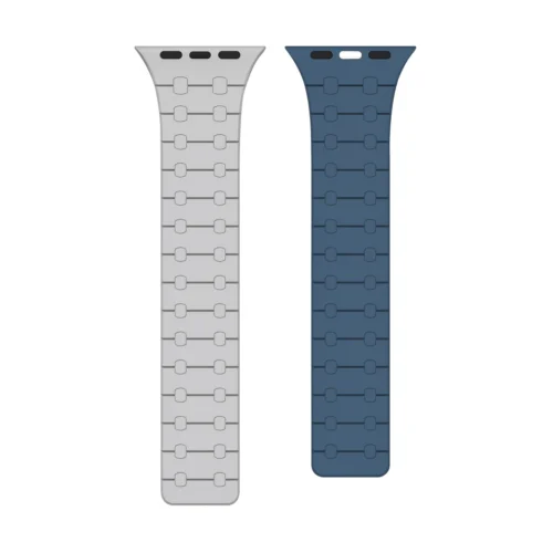 Rixus For Apple Watch 38mm, 40mm, 41mm Silicone Band With Magnetic Cloud Grey + Blue