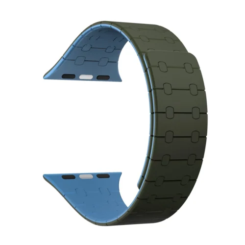 Rixus For Apple Watch 38mm, 40mm, 41mm Silicone Band With Magnetic Dark Green + Deep Blue