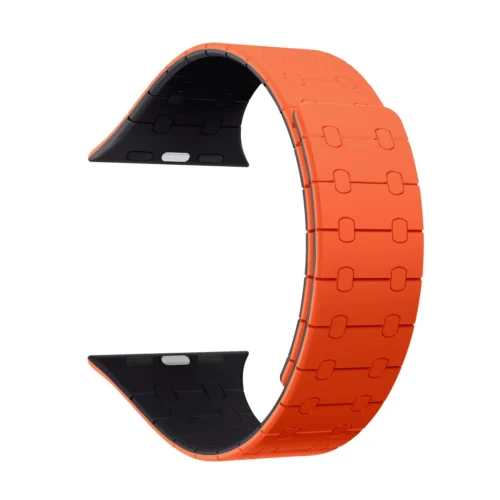 Rixus For Apple Watch 38mm, 40mm, 41mm Silicone Band With Magnetic Orange + Midnight