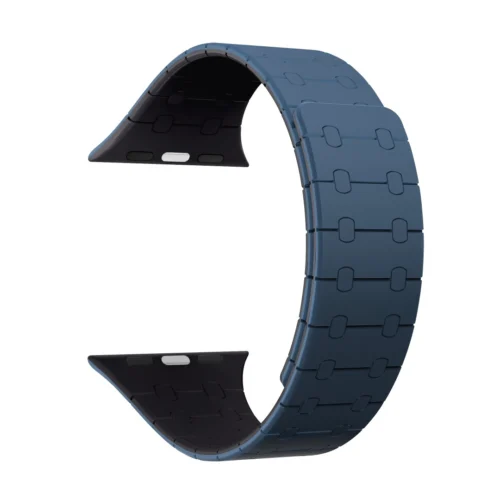 Rixus For Apple Watch 42mm, 44mm, 45mm, 49mm Silicone Band With Magnetic Blue + Midnight
