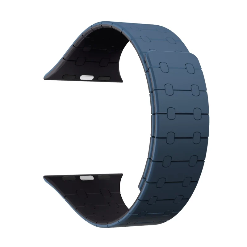 Rixus For Apple Watch 42mm, 44mm, 45mm, 49mm Silicone Band With Magnetic Blue + Midnight