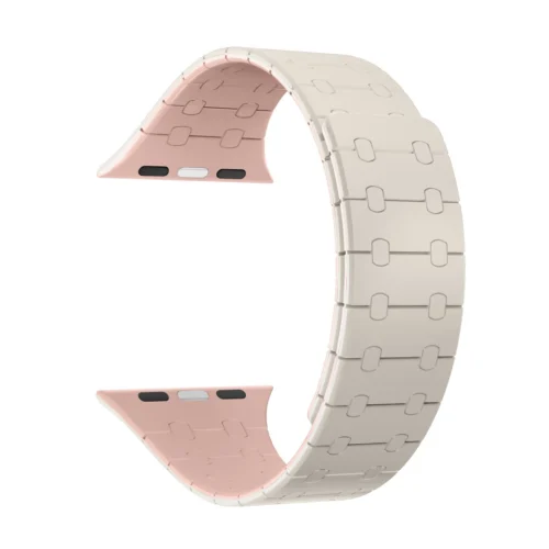 Rixus For Apple Watch 42mm, 44mm, 45mm, 49mm Silicone Band With Magnetic White + Pink