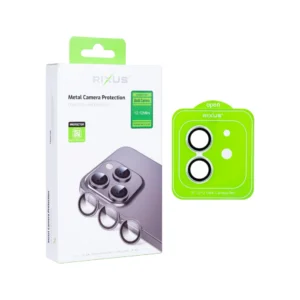 Rixus For iPhone 12, 12 Mini Metal Shield Camera Tempered Glass White