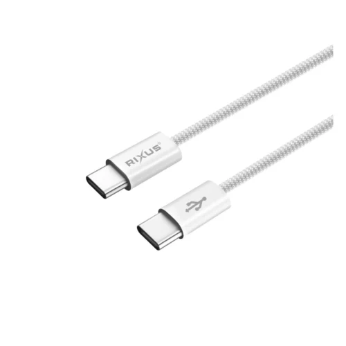 Rixus RXUC15C USB-C to USB-C Nylon Braided Cable 1M White