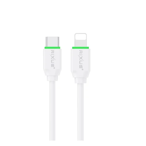 Rixus RXUC18L Fast Charging USB-C To Lightning Cable White