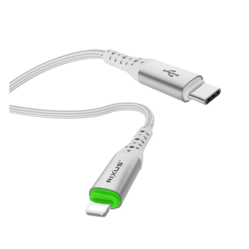 Rixus RXUC21L Auto Disconnect USB-C To Lightning Cable White
